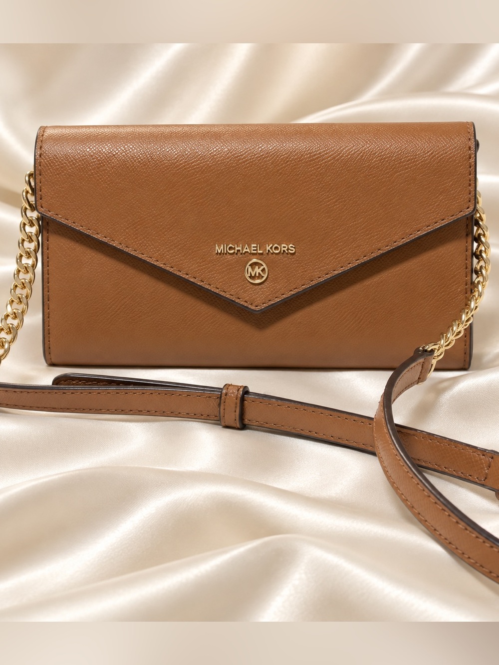 Michael Kors Jet Set East West Crossbody Bag Luggage Camel Leather